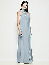 Side View Thumbnail - Mist Slip-On Shirred Chiffon Trapeze Halter Dress
