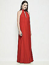 Side View Thumbnail - Poppy Red Slip-On Shirred Chiffon Trapeze Halter Dress