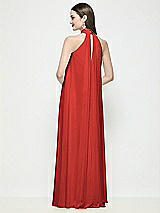 Rear View Thumbnail - Poppy Red Slip-On Shirred Chiffon Trapeze Halter Dress