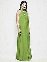 Side View Thumbnail - Peridot Green Slip-On Shirred Chiffon Trapeze Halter Dress