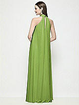Rear View Thumbnail - Peridot Green Slip-On Shirred Chiffon Trapeze Halter Dress
