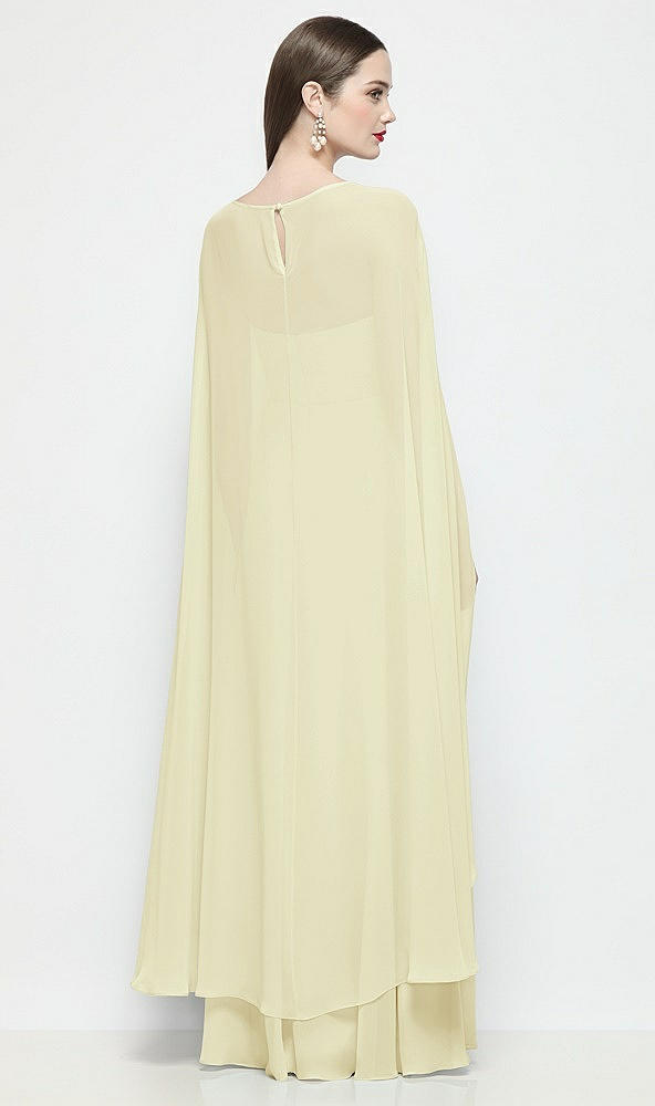 Back View - Butter Yellow High-Low Sheer Chiffon Cape
