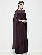 Side View Thumbnail - Deep Plum High-Low Sheer Chiffon Cape