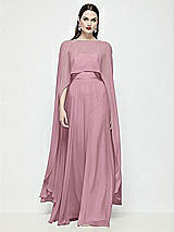 Front View Thumbnail - Dusty Pink High-Low Sheer Chiffon Cape