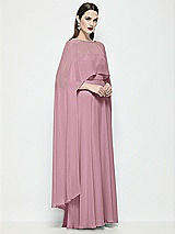 Side View Thumbnail - Dusty Pink High-Low Sheer Chiffon Cape