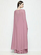 Rear View Thumbnail - Dusty Pink High-Low Sheer Chiffon Cape