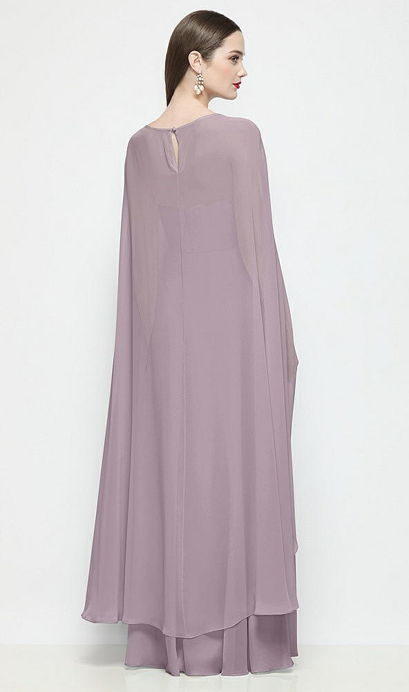 Back View - Lilac Dusk High-Low Sheer Chiffon Cape