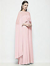 Side View Thumbnail - Ballet Pink High-Low Sheer Chiffon Cape