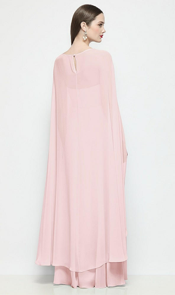 Back View - Ballet Pink High-Low Sheer Chiffon Cape