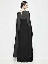 Rear View Thumbnail - Black High-Low Sheer Chiffon Cape
