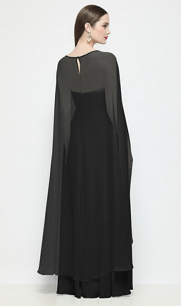 Back View - Black High-Low Sheer Chiffon Cape