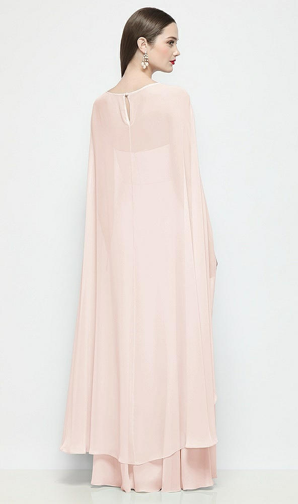 Back View - Blush High-Low Sheer Chiffon Cape