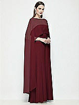 Side View Thumbnail - Cabernet High-Low Sheer Chiffon Cape