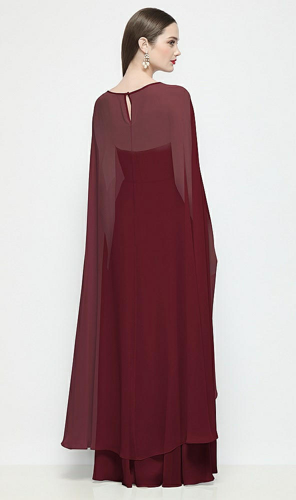 Back View - Cabernet High-Low Sheer Chiffon Cape