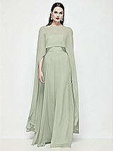 Front View Thumbnail - Celadon High-Low Sheer Chiffon Cape
