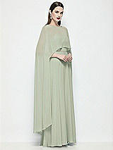Side View Thumbnail - Celadon High-Low Sheer Chiffon Cape