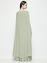 Rear View Thumbnail - Celadon High-Low Sheer Chiffon Cape