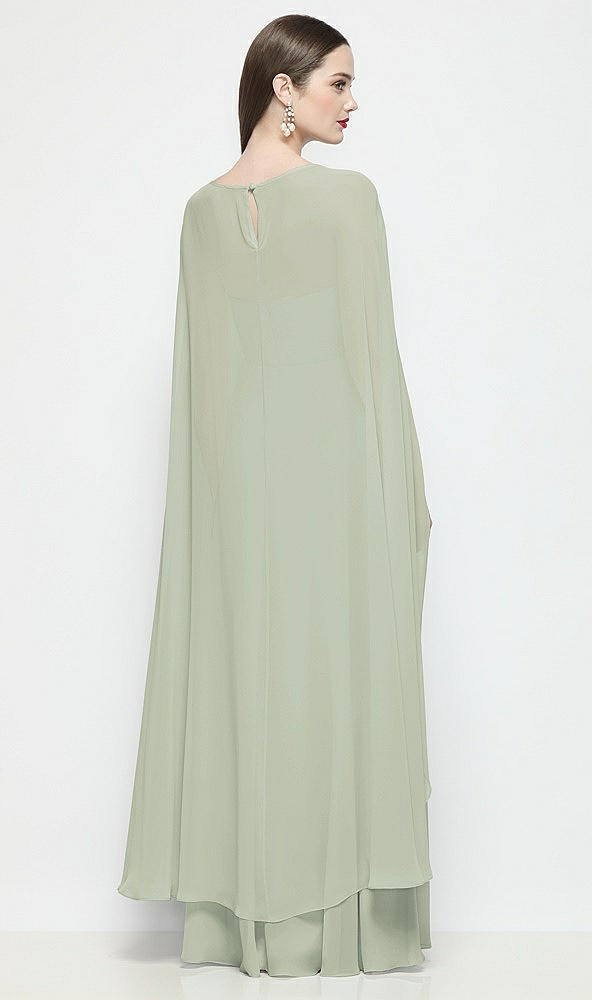 Back View - Celadon High-Low Sheer Chiffon Cape