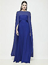 Front View Thumbnail - Cobalt Blue High-Low Sheer Chiffon Cape