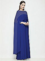 Side View Thumbnail - Cobalt Blue High-Low Sheer Chiffon Cape