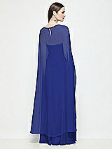 Rear View Thumbnail - Cobalt Blue High-Low Sheer Chiffon Cape