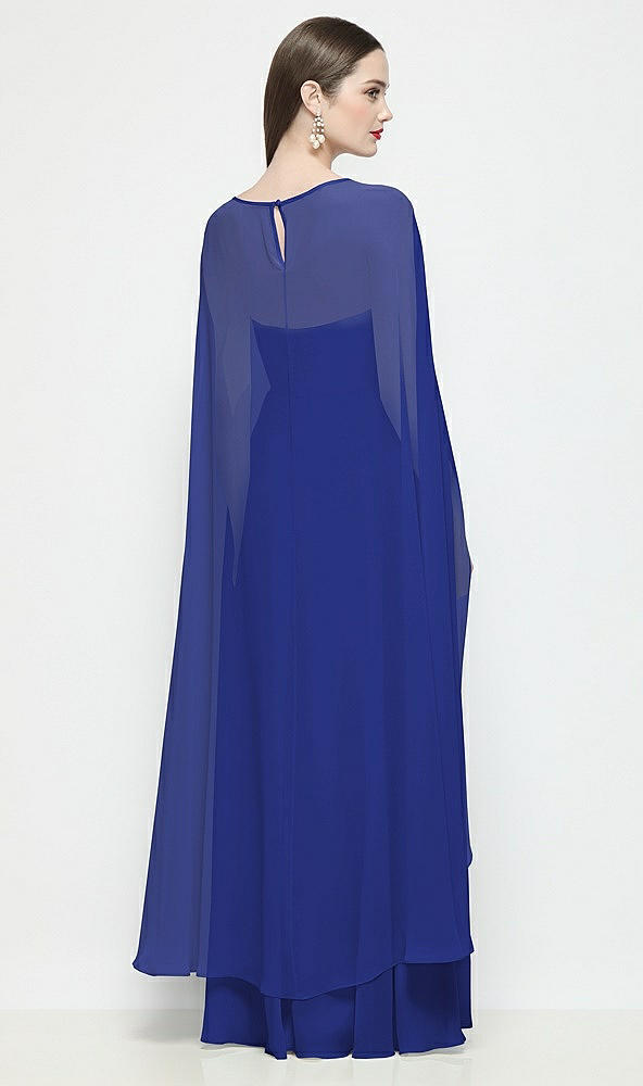 Back View - Cobalt Blue High-Low Sheer Chiffon Cape