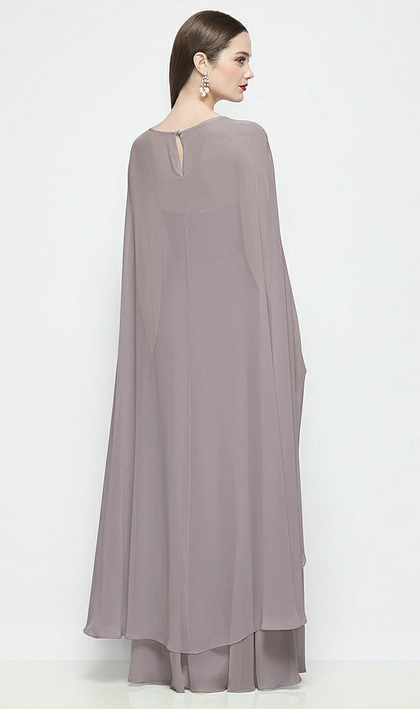 Back View - Cashmere Gray High-Low Sheer Chiffon Cape