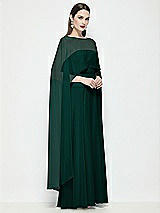 Side View Thumbnail - Evergreen High-Low Sheer Chiffon Cape