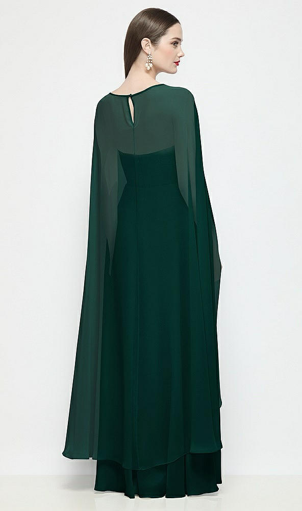 Back View - Evergreen High-Low Sheer Chiffon Cape