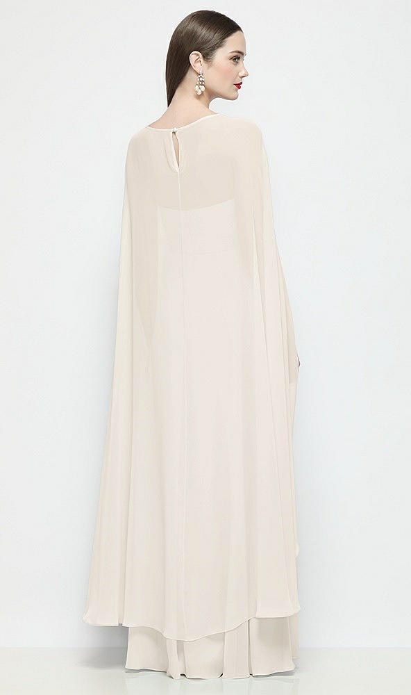 Back View - Ivory High-Low Sheer Chiffon Cape