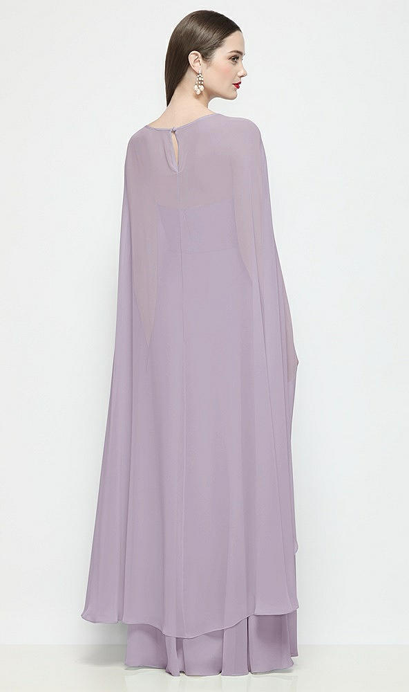 Back View - Lilac Haze High-Low Sheer Chiffon Cape