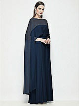 Side View Thumbnail - Midnight Navy High-Low Sheer Chiffon Cape