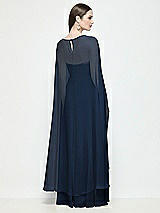Rear View Thumbnail - Midnight Navy High-Low Sheer Chiffon Cape