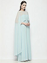Side View Thumbnail - Mist High-Low Sheer Chiffon Cape