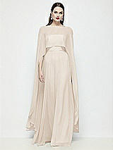 Front View Thumbnail - Oat High-Low Sheer Chiffon Cape