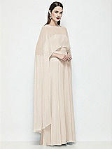 Side View Thumbnail - Oat High-Low Sheer Chiffon Cape