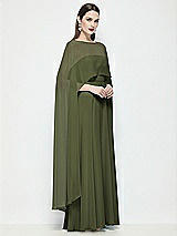Side View Thumbnail - Olive Green High-Low Sheer Chiffon Cape