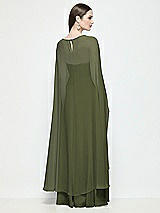 Rear View Thumbnail - Olive Green High-Low Sheer Chiffon Cape