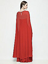Rear View Thumbnail - Poppy Red High-Low Sheer Chiffon Cape