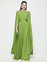 Front View Thumbnail - Peridot Green High-Low Sheer Chiffon Cape