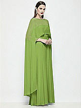 Side View Thumbnail - Peridot Green High-Low Sheer Chiffon Cape