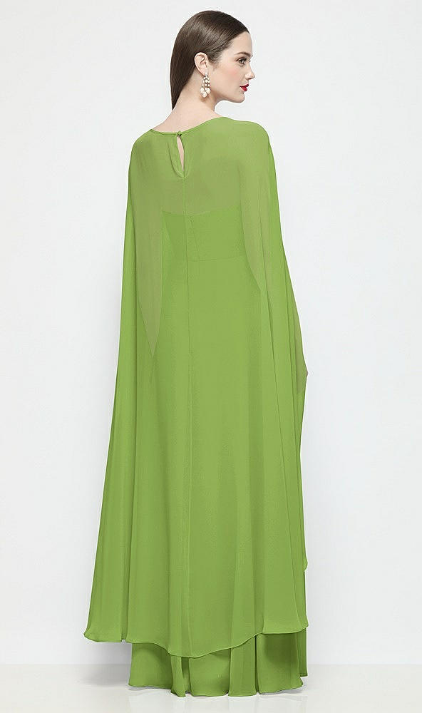 Back View - Peridot Green High-Low Sheer Chiffon Cape