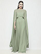 Front View Thumbnail - Sage High-Low Sheer Chiffon Cape