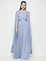 Front View Thumbnail - Sky Blue High-Low Sheer Chiffon Cape