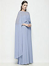 Side View Thumbnail - Sky Blue High-Low Sheer Chiffon Cape