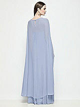 Rear View Thumbnail - Sky Blue High-Low Sheer Chiffon Cape
