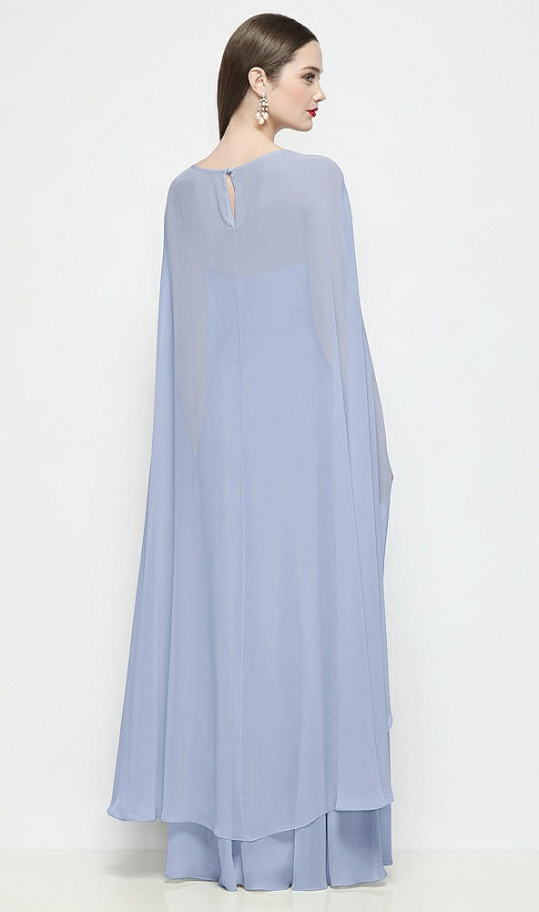 Back View - Sky Blue High-Low Sheer Chiffon Cape