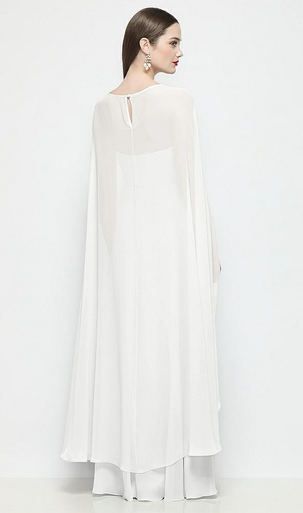 Back View - White High-Low Sheer Chiffon Cape