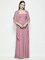 Front View Thumbnail - Dusty Pink Chiffon Flounce Cape