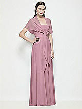 Side View Thumbnail - Dusty Pink Chiffon Flounce Cape